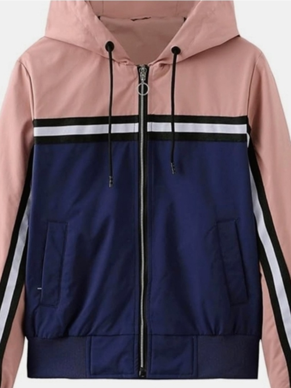 NWT Chaoliu City Two-Tone Hooded Windbreaker Jacket - Pink & Navy